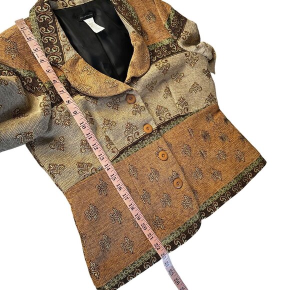Vintage Courtenay Tapestry Blazer Fall Floral Jacquard Jacket Sz 12 - Picture 10 of 10